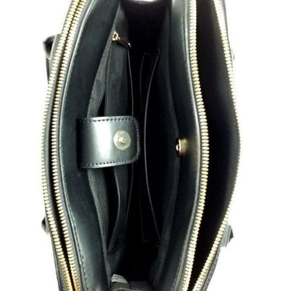 A New Day Black Triple Compartment Faux Pebbled Leather Dome Satchel NWOT - Picture 8 of 11